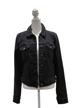 Aeropostale Washed Black Distressed Denim Jacket - Size L women